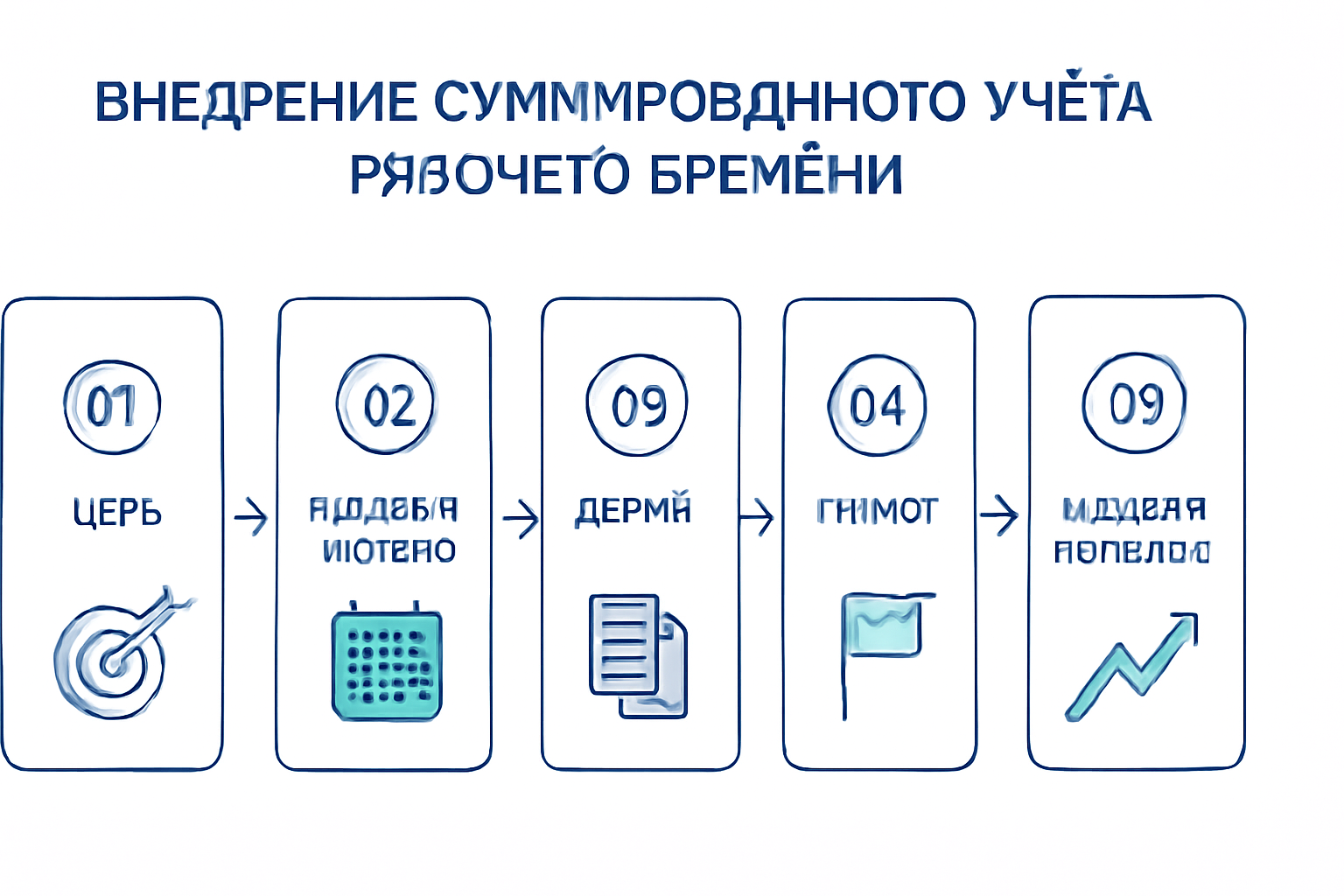 Схема пяти шагов внедрения суммированного учёта рабочего времени